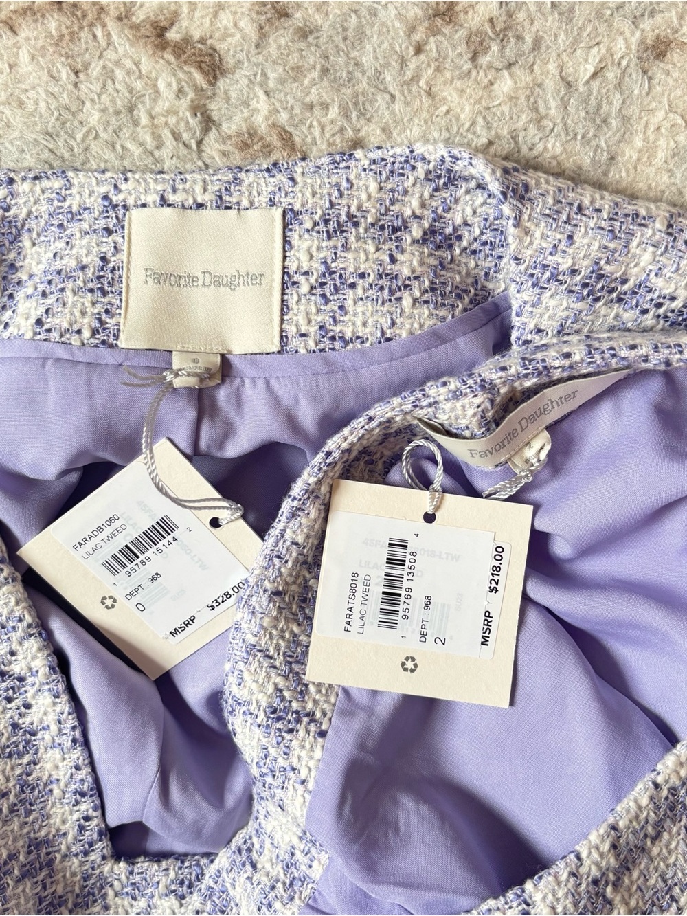 Favorite Daughter NWT Two Piece Set Blazer Mini Skirt Lilac Gingham Print - Picture 8 of 12